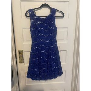 B Darlin High Neckline Royal Blue Flare Dress